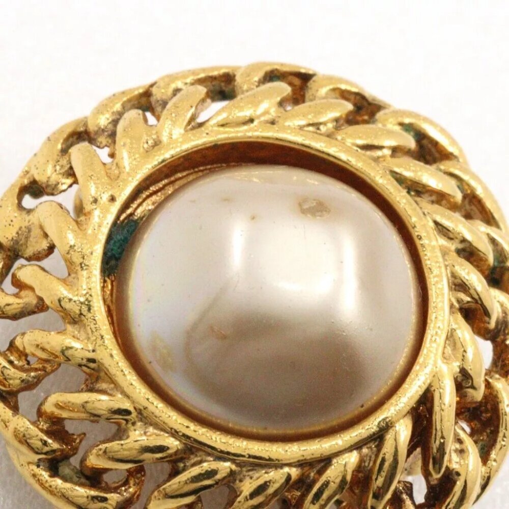 CHANEL Earring gold Plated Gold/Fake pearl 22.2g Women - Picture 4 of 5